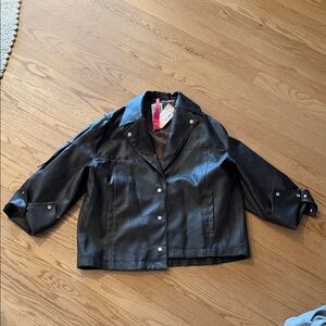 Irina Biker Jacket in Faux Leather (Dark Brown)